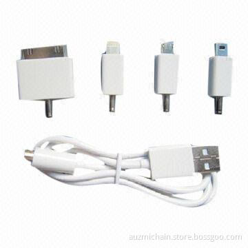 5-in-1 universal USB charger cable, micro USB+Mini USB + lighting 8 pin + iPhone 4s